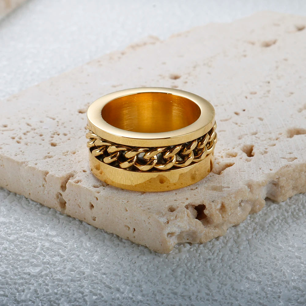 Anel Cúbico Elos Zircônias Banhado em Ouro 18K