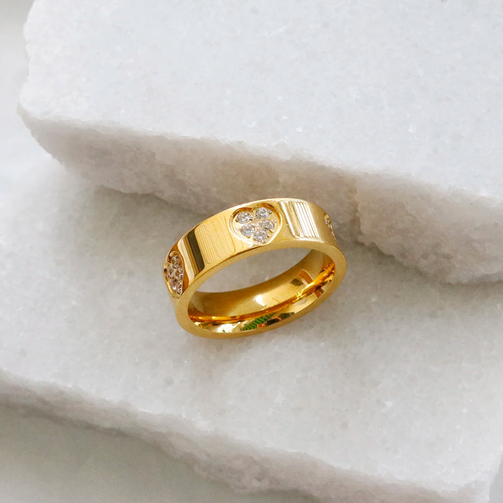 Anel Coração Zircônia Banhado em Ouro 18K