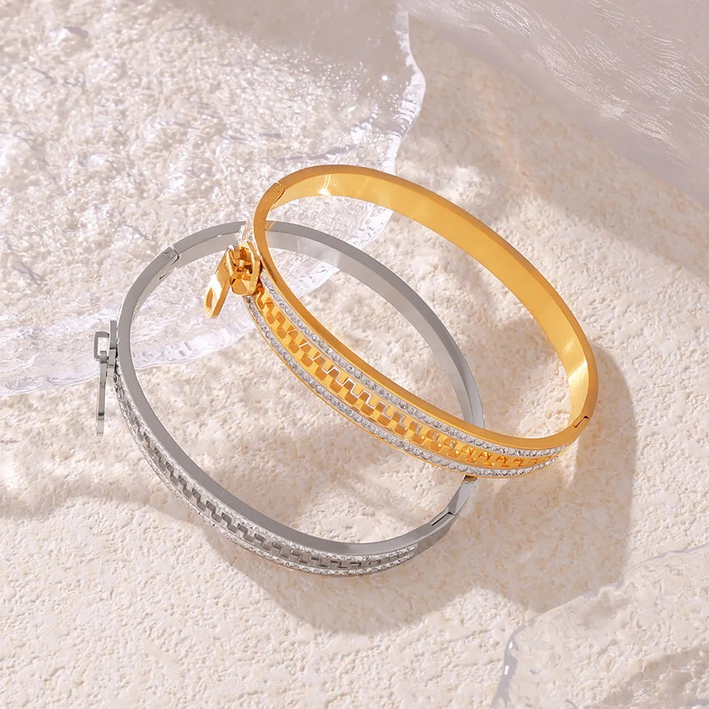 Bracelete Zíper Banhado em Ouro 18K