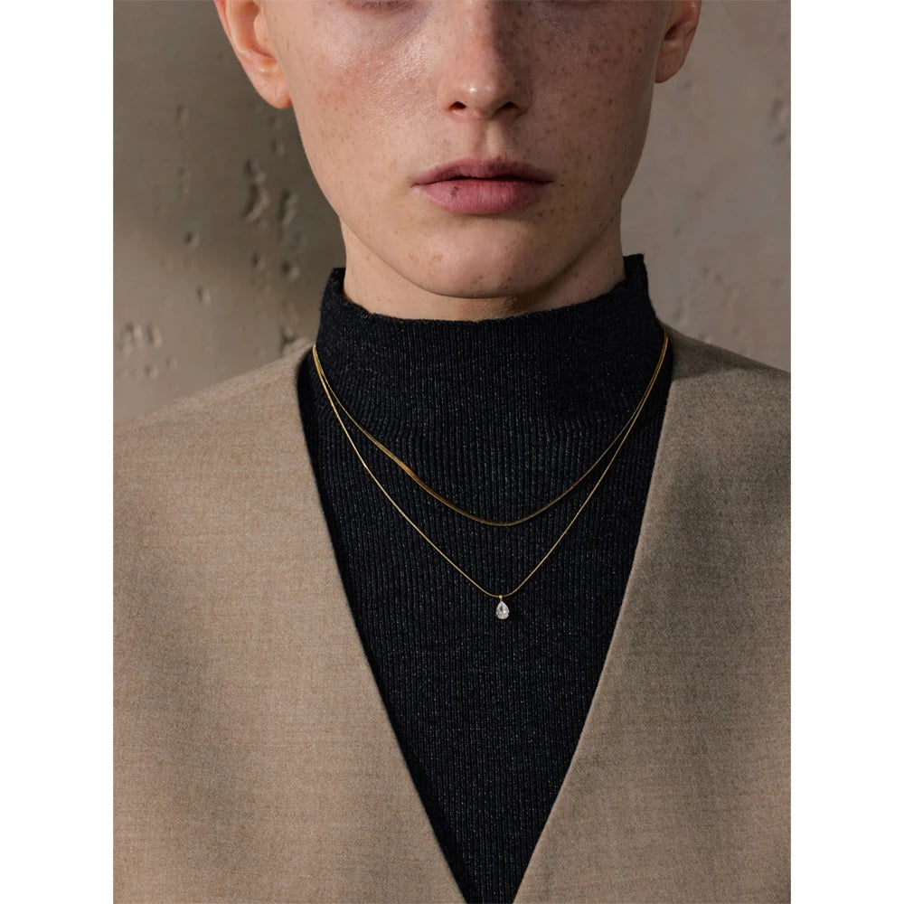 Colar Duplo Gota de Luz Banhado em Ouro 18K