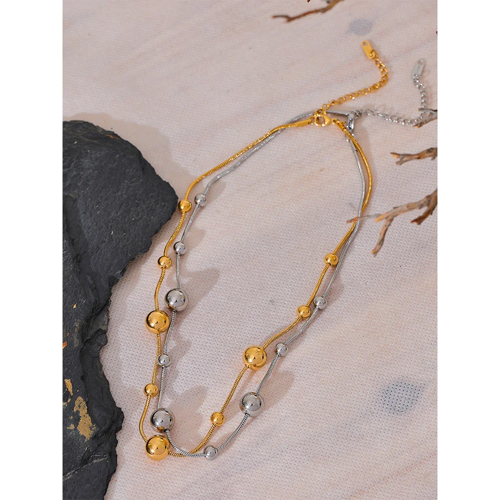 Colar Esferas Separadas Banhado em Ouro 18K