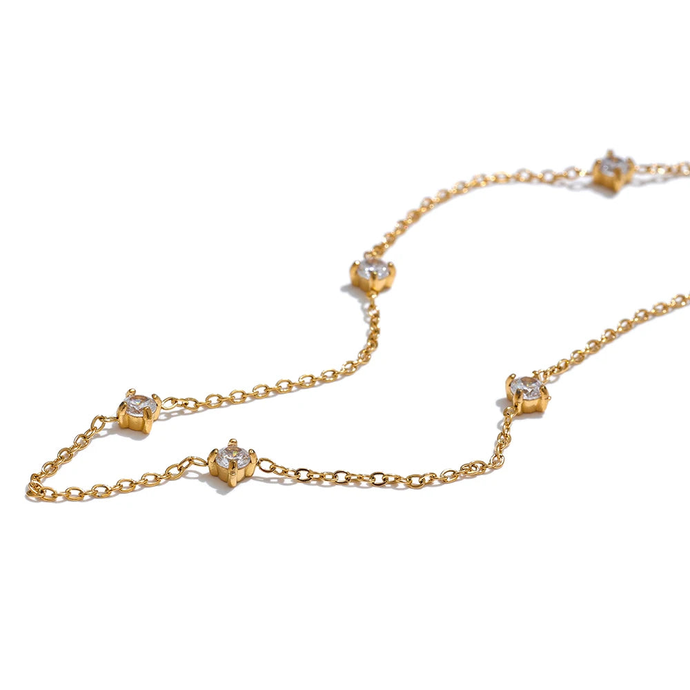 Colar Zircônias Banhado em Ouro 18K