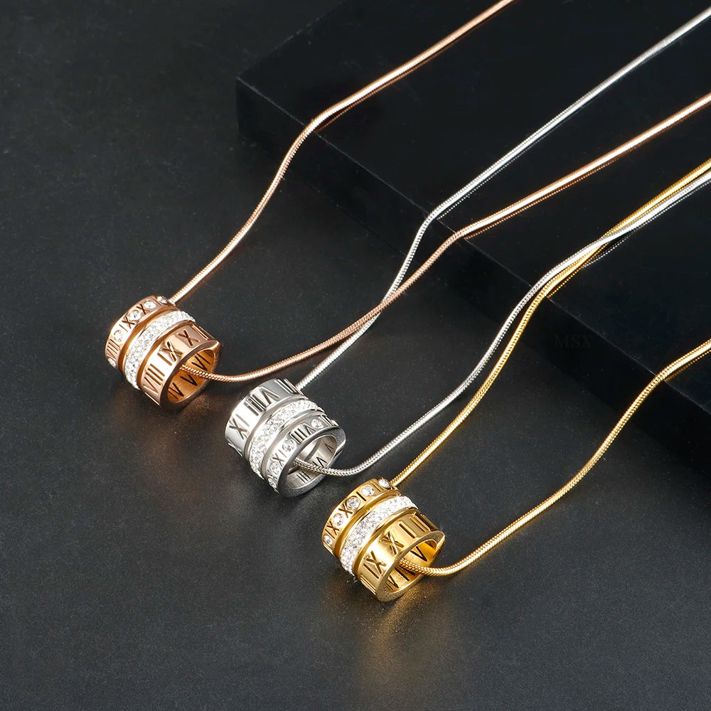 Colar Aro Triplo Algarismo Romano Banhado em Ouro 18K