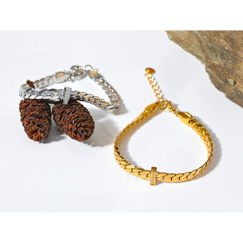 Pulseira Corrente Amassada Banhado em Ouro 18K