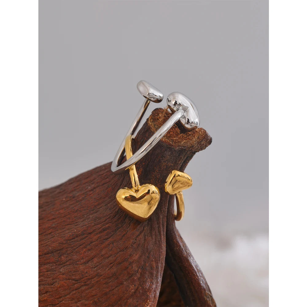 Anel Regulável Coração Banhado em Ouro 18K