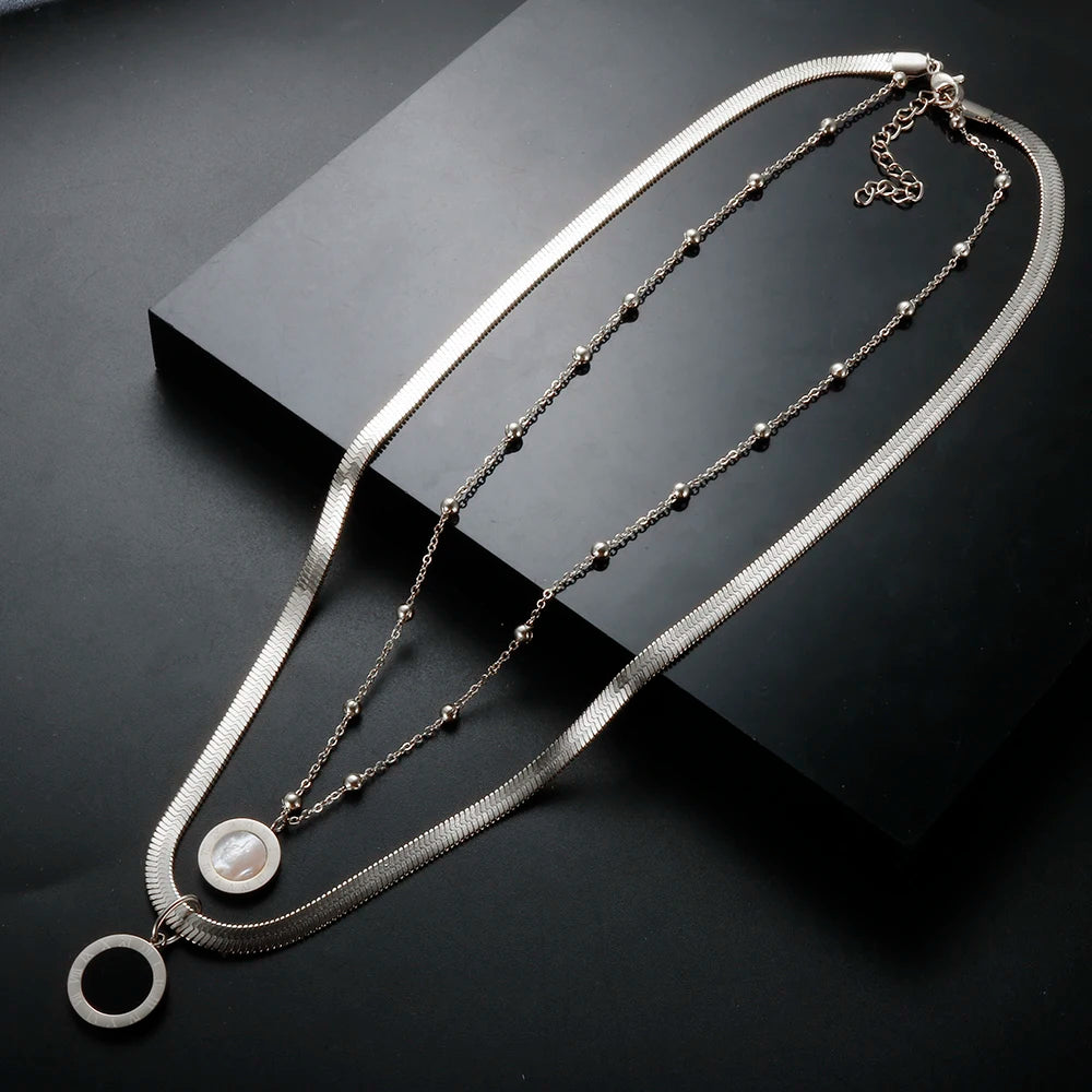 Colar Duplo Cobra Algarismo Romano Banhado em Ouro 18K