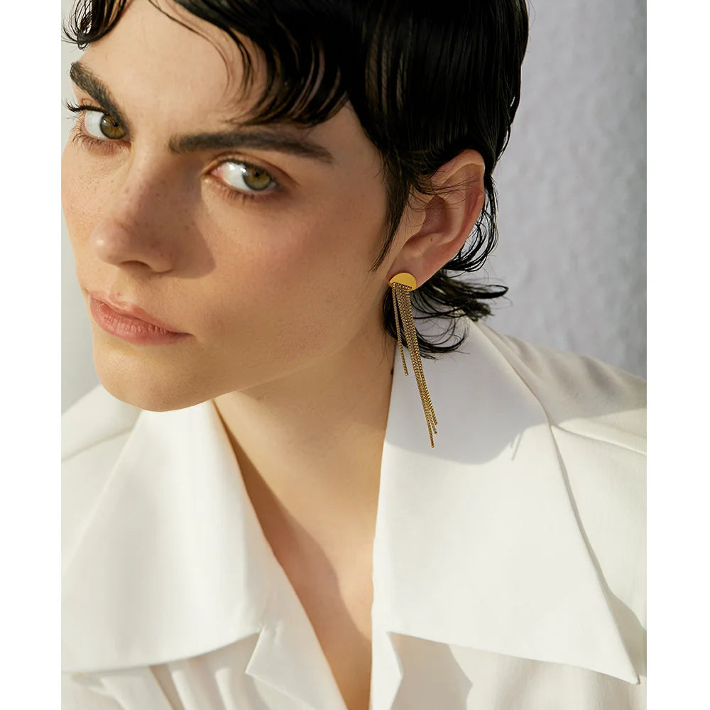 Brinco Franja Banhado em Ouro 18K