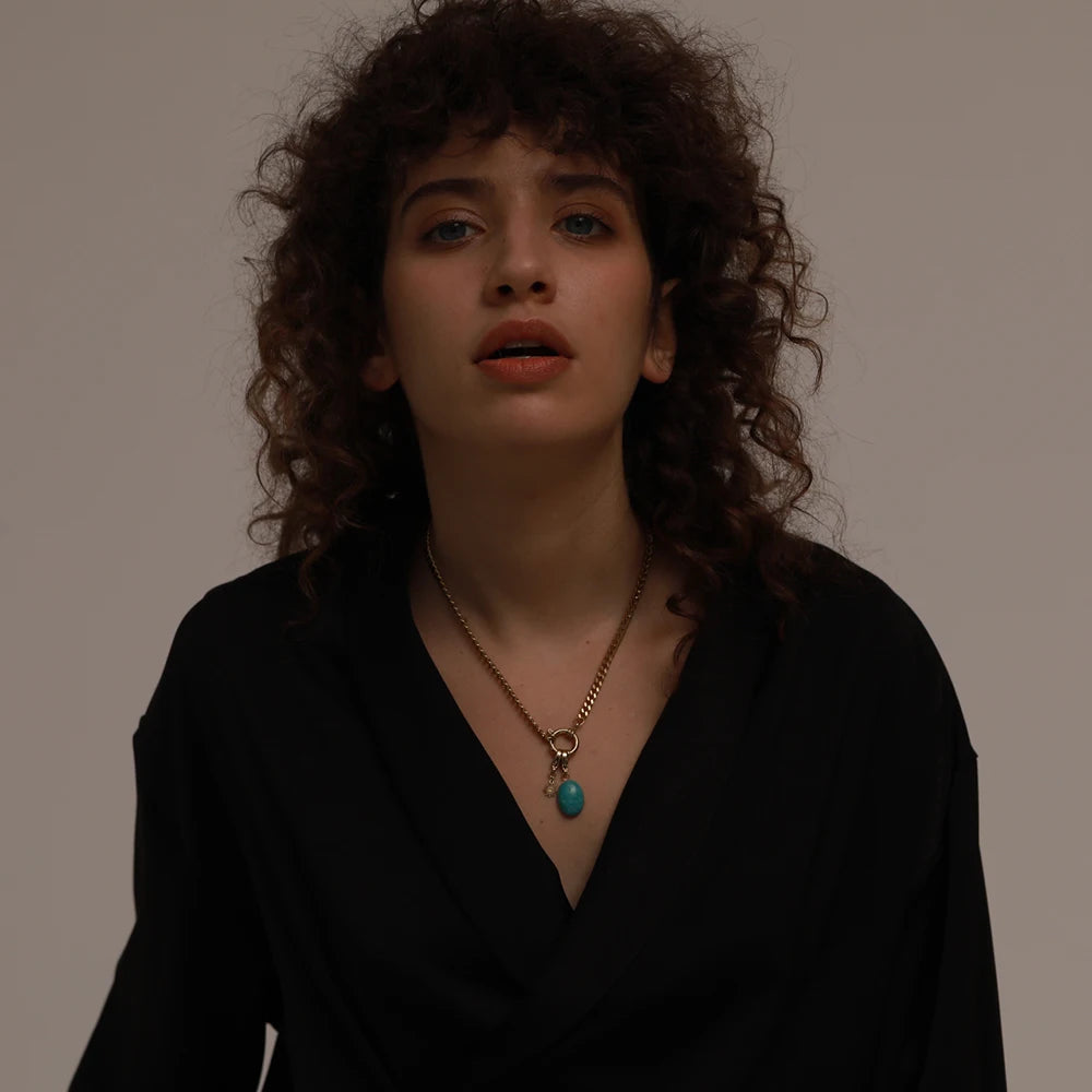 Colar Pedra Blue Banhado em Ouro 18K