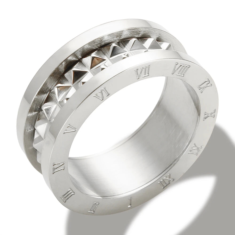 Anel Pirâmides Algarismo Romano Banhado em Ouro 18K