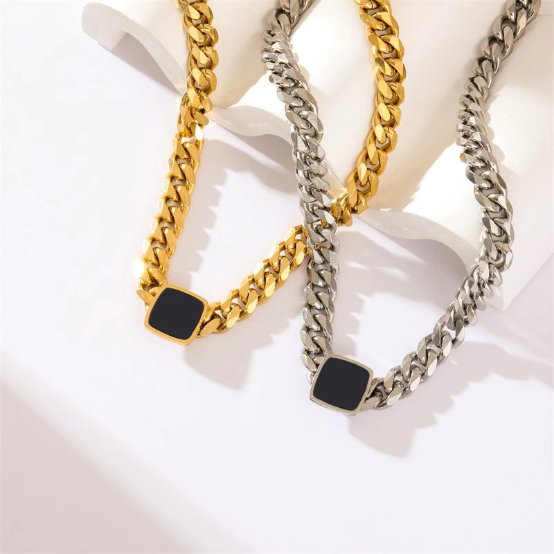 Colar Ônix Banhado em Ouro 18K