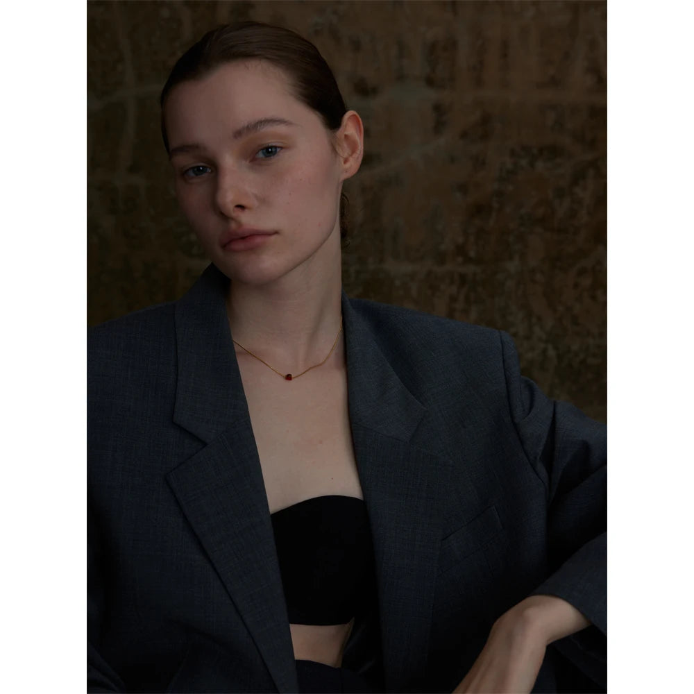 Colar Pingente Coração Vermelho Banhado em Ouro 18K