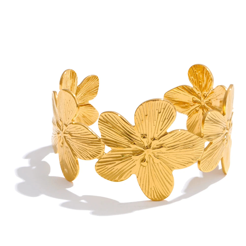 Bracelete Floral Banhado em Ouro 18K