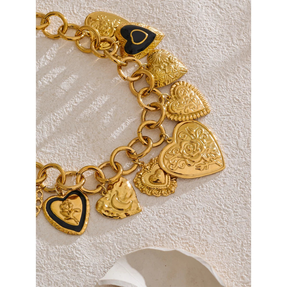 Colar Pingentes Coração Banhado em Ouro 18K