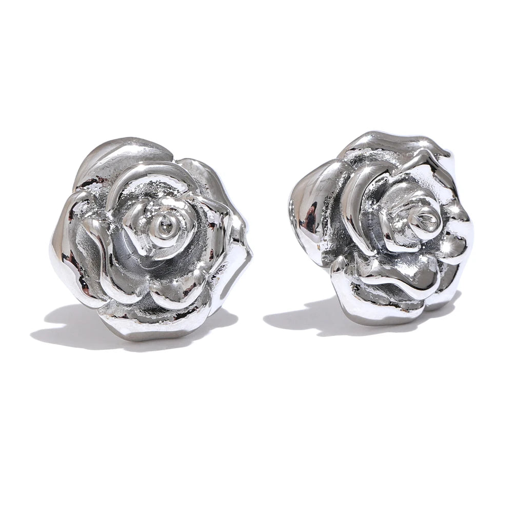 Brinco Rose Flower Banhado em Ouro 18K