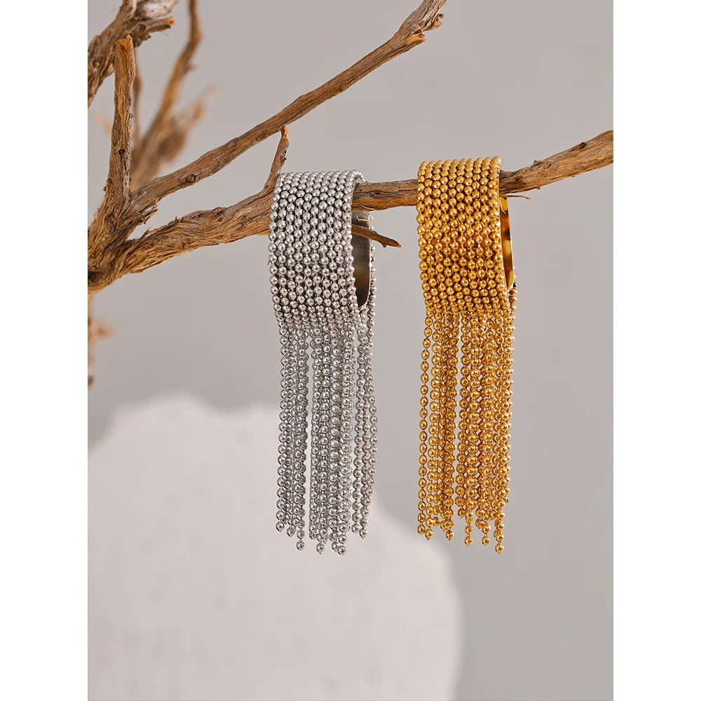 Anel Regulável Franja Bolinhas Banhado em Ouro 18K