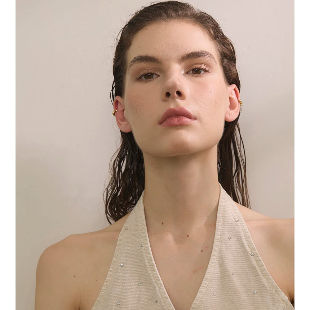 Brinco Piercing Fake Esferas Banhado em Ouro 18K