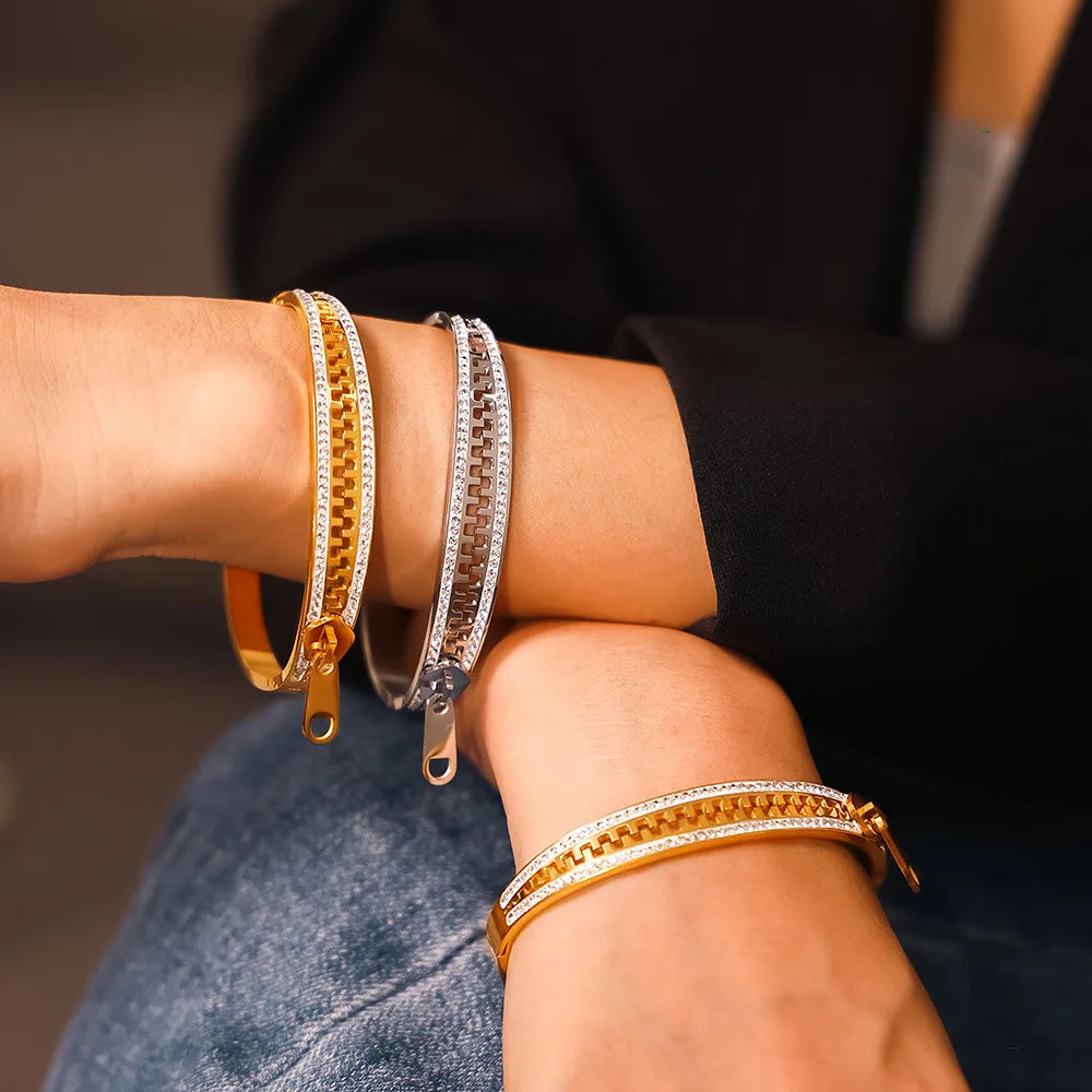 Bracelete Zíper Banhado em Ouro 18K