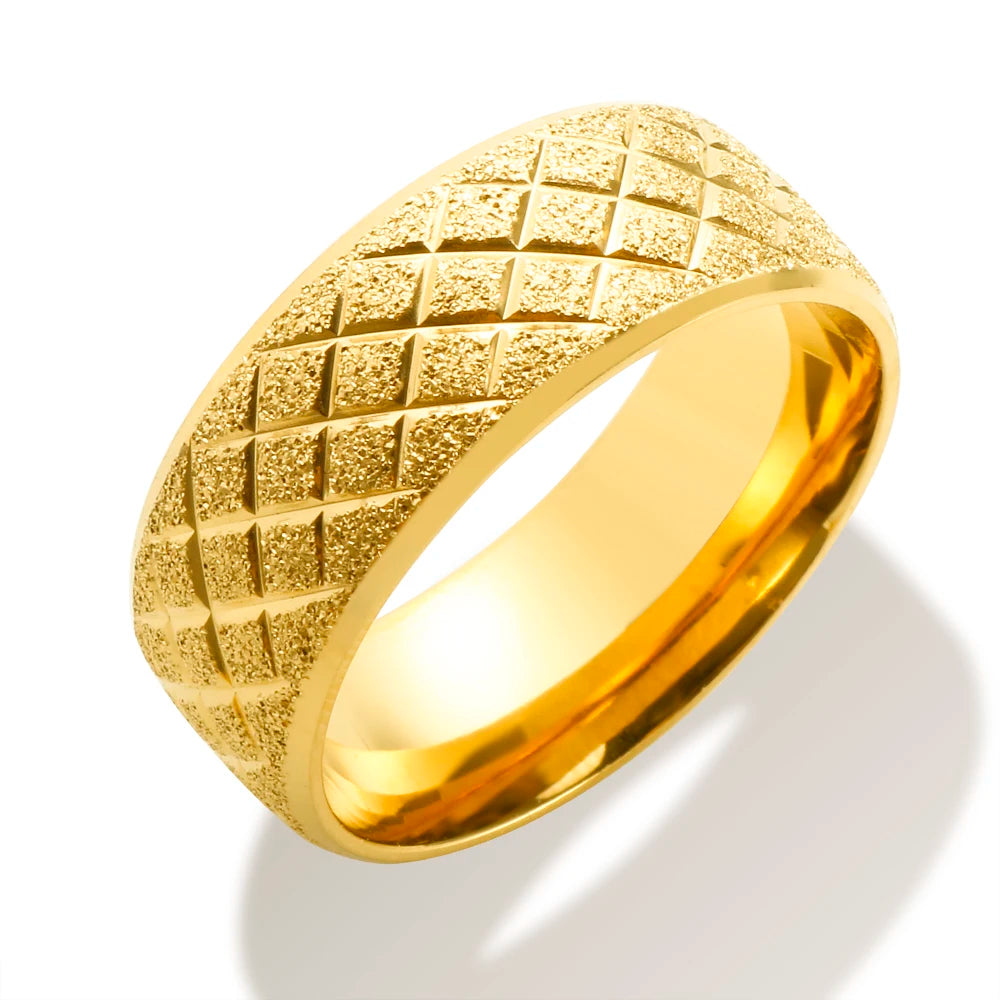 Anel Aliança Jeteado Desenhado Banhado em Ouro 18K