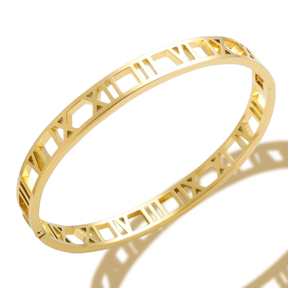 Bracelete Algarismo Romano Banhado em Ouro 18K