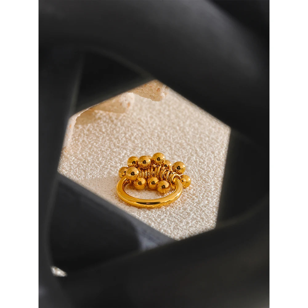 Anel Esferas Banhado em Ouro 18K