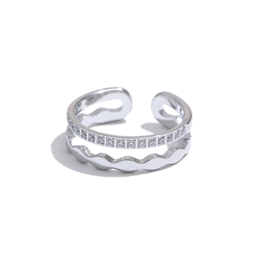 Anel Duplo Regulável Banhado em Ouro 18K