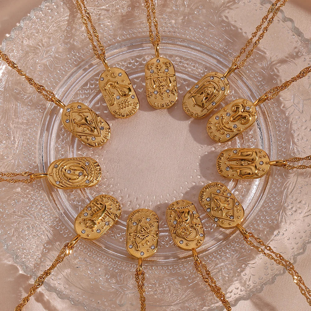 Colar Medalhas Zodíaco Signos Banhado em Ouro 18K