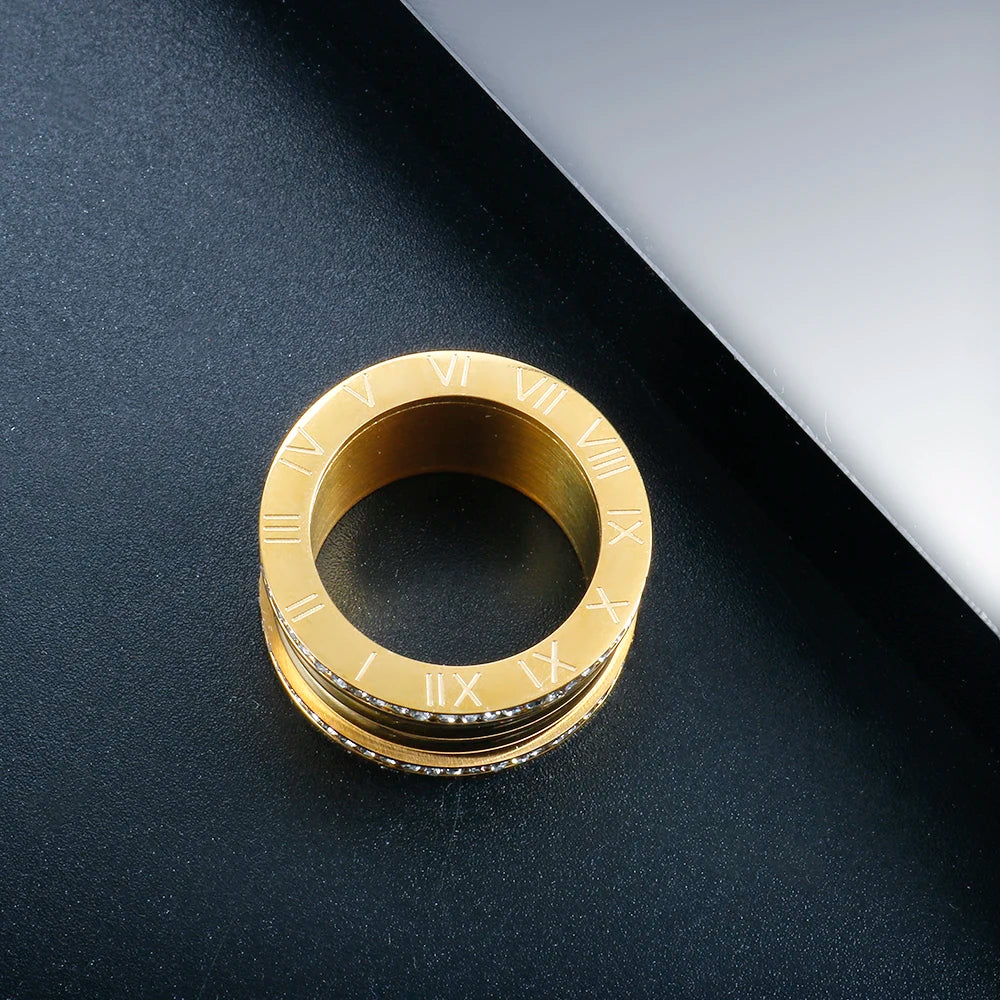 Anel Algarismo Romano Elegance Banhado em Ouro 18K