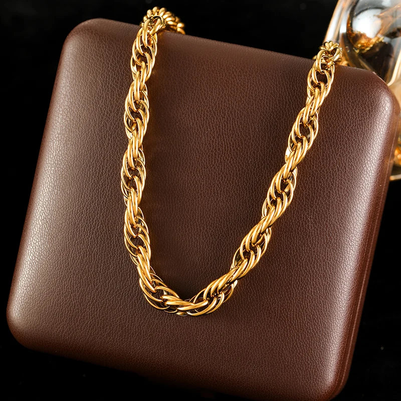 Colar Corrente Rope Banhado em Ouro 18K