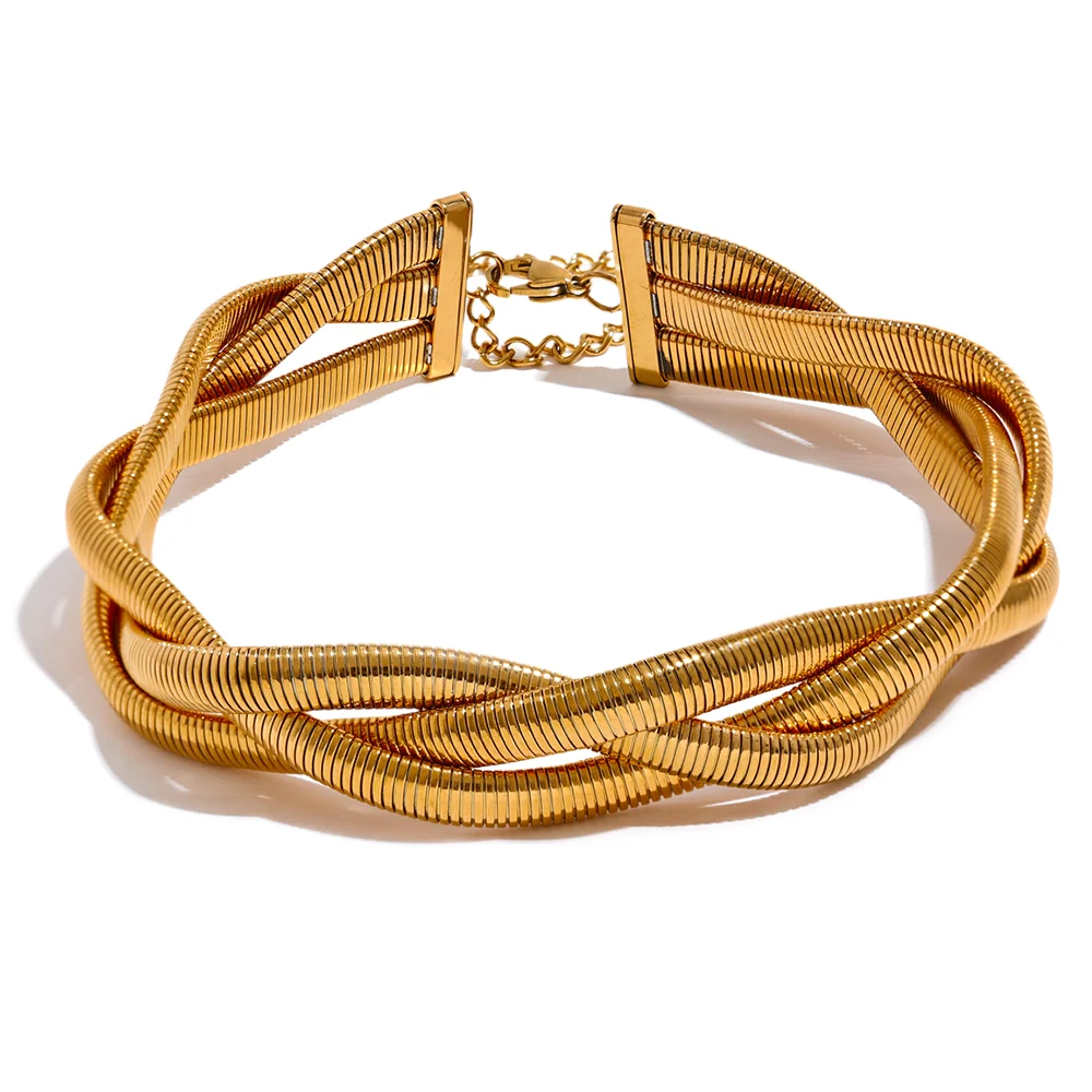 Colar Cobra Trançada Banhado em Ouro 18K