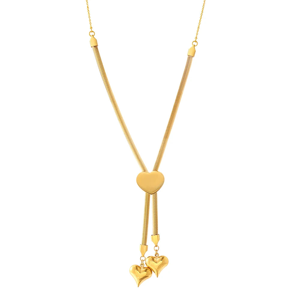 Colar 2 Corações Banhado em Ouro 18K