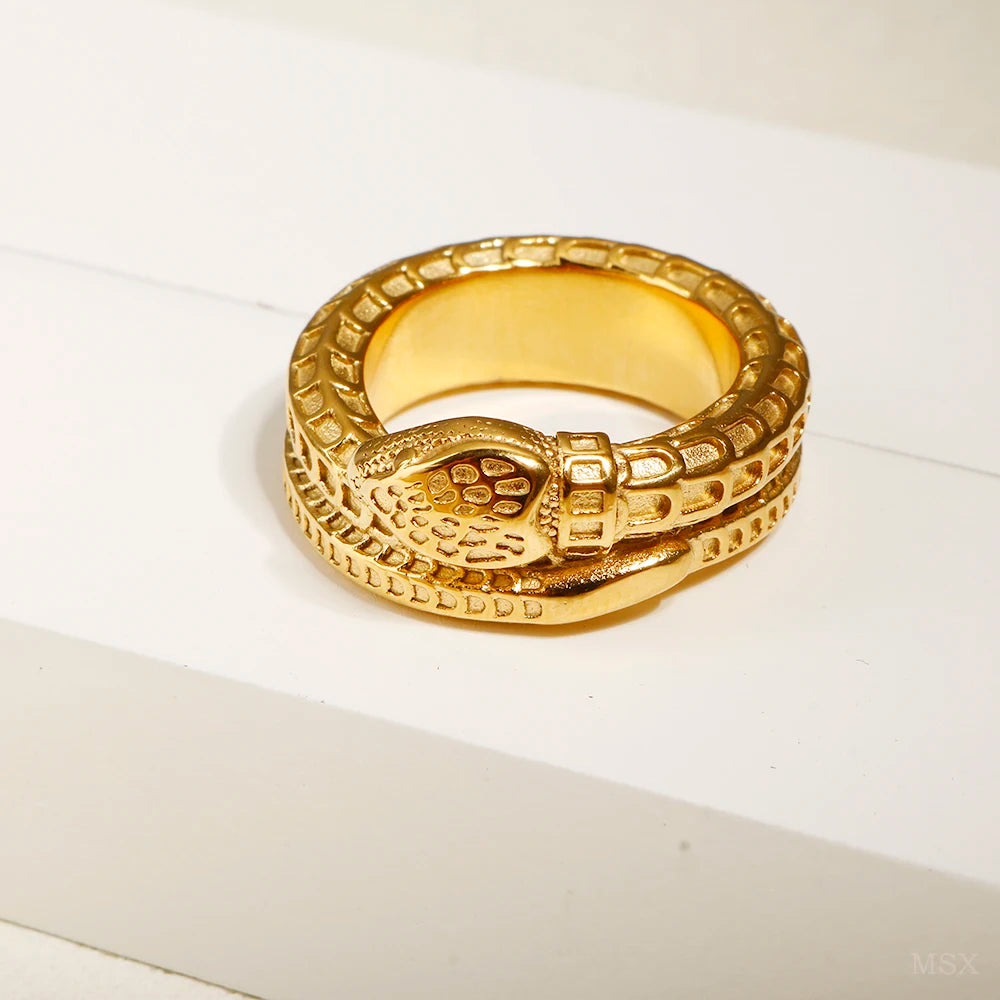 Anel Serpente Banhado em Ouro 18K