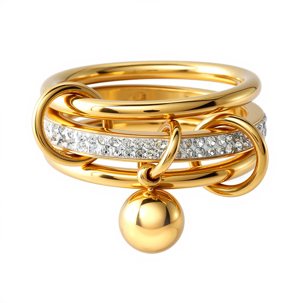 Anel Trio Angel Banhado em Ouro 18K