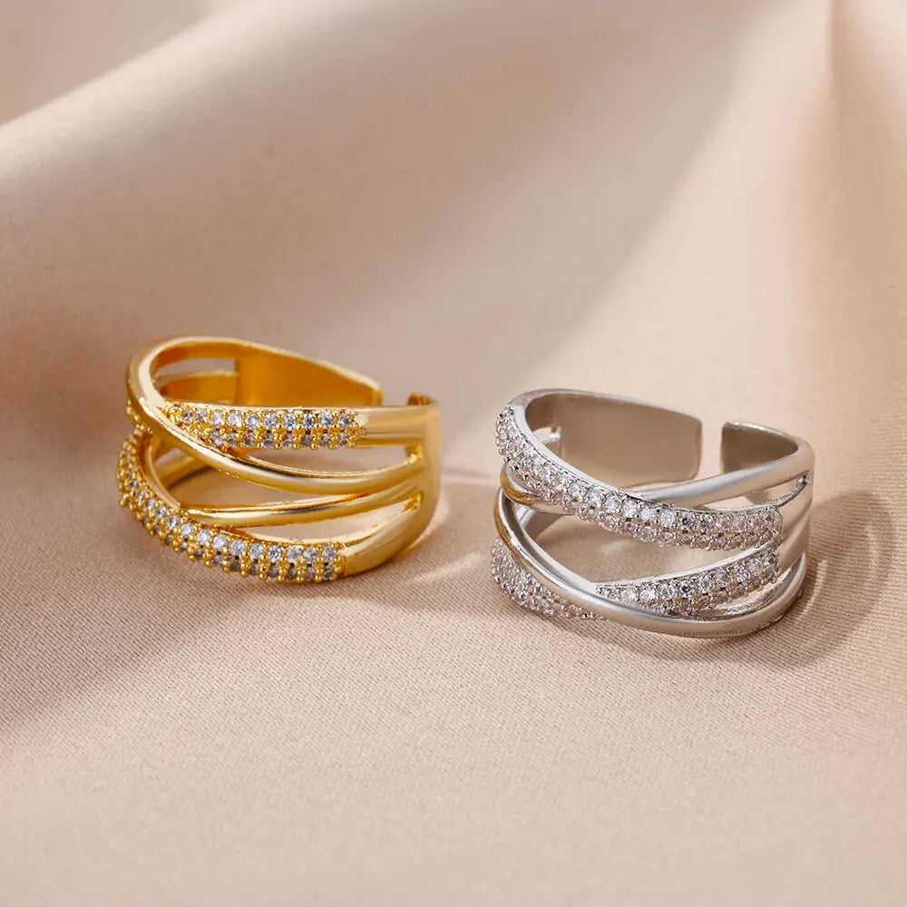 Anel Regulável Magie Zircônia Banhado em Ouro 18K