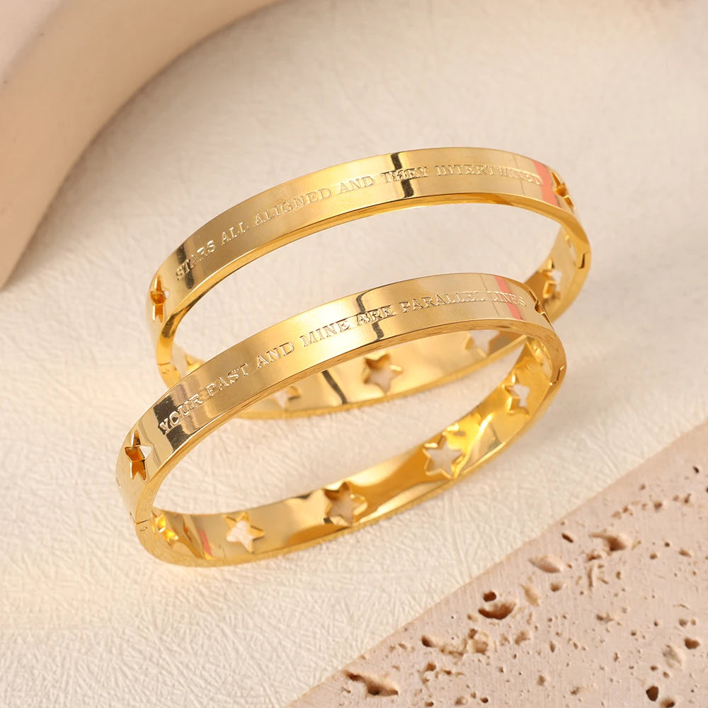 Conjunto Braceletes Estrelas Banhado em Ouro 18K