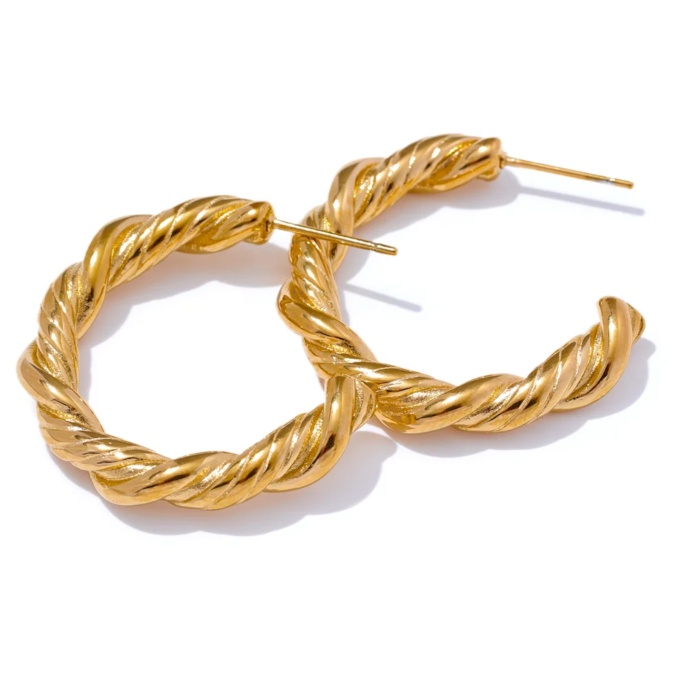 Brinco Argola Trançado Banhado em Ouro 18K