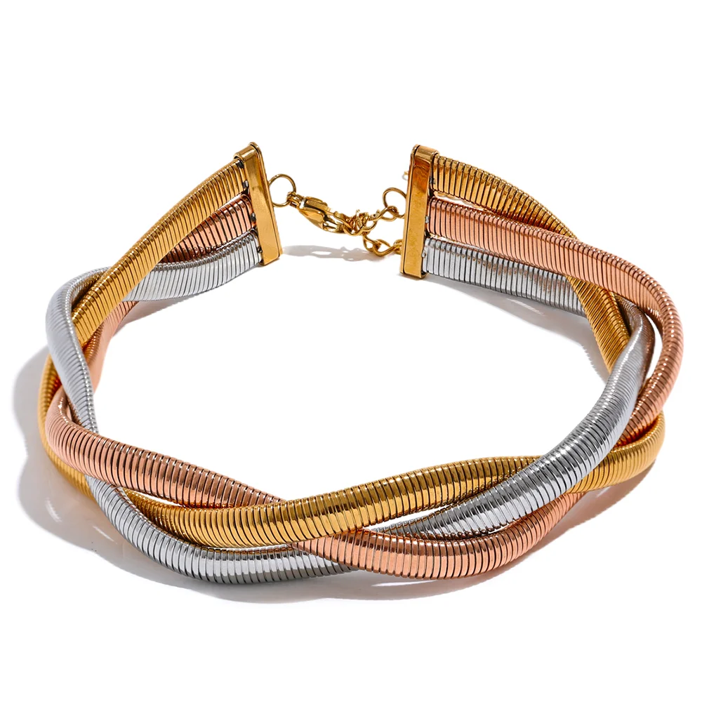 Colar Cobra Trançada Banhado em Ouro 18K