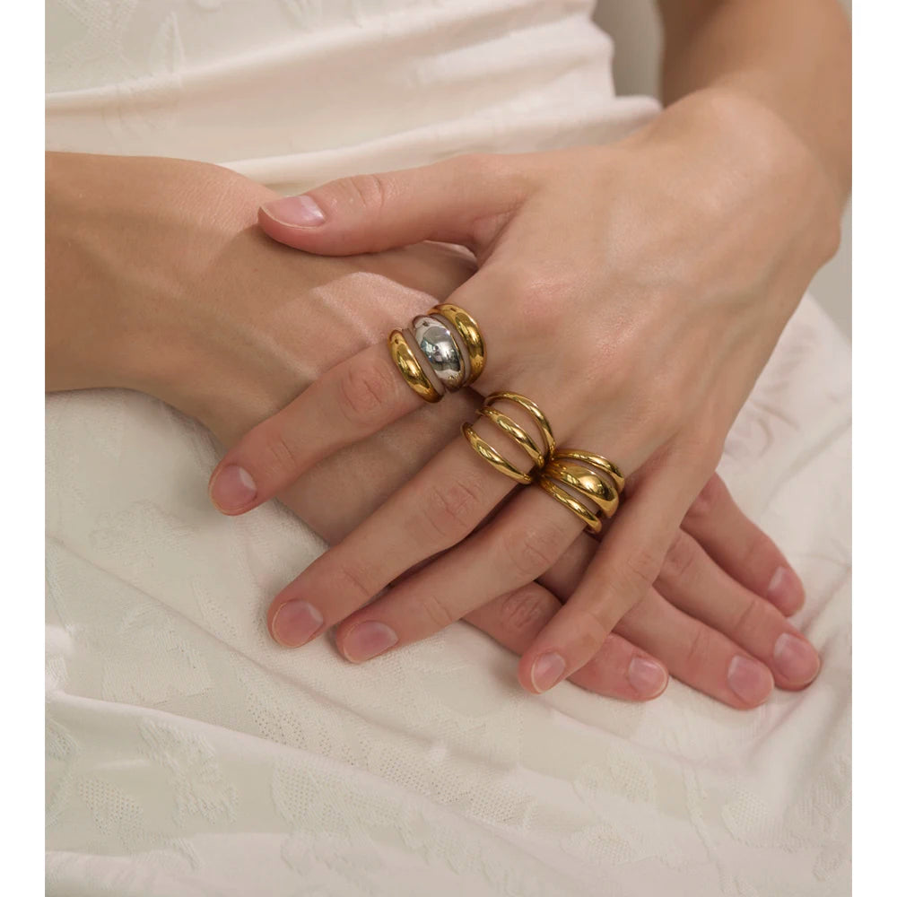 Anel Aura Regulável Banhado em Ouro 18K