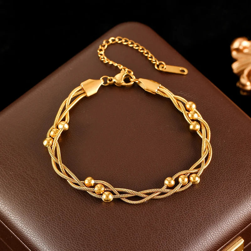 Conjunto Colar e Pulseira Entrelaçada Banhado em Ouro 18K