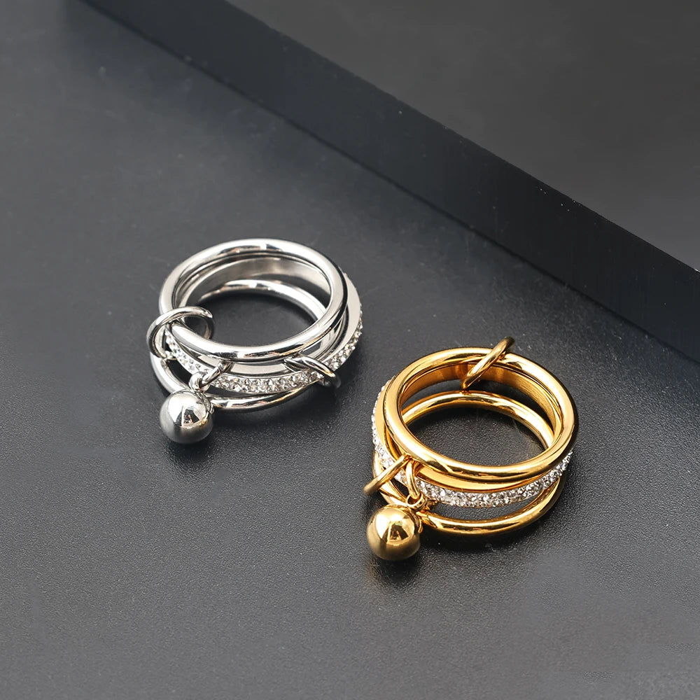 Anel Trio Angel Banhado em Ouro 18K