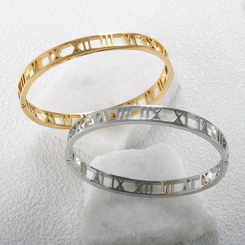 Bracelete Algarismo Romano Banhado em Ouro 18K