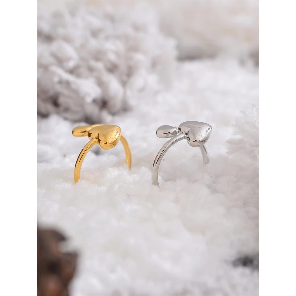 Anel Regulável Coração Banhado em Ouro 18K