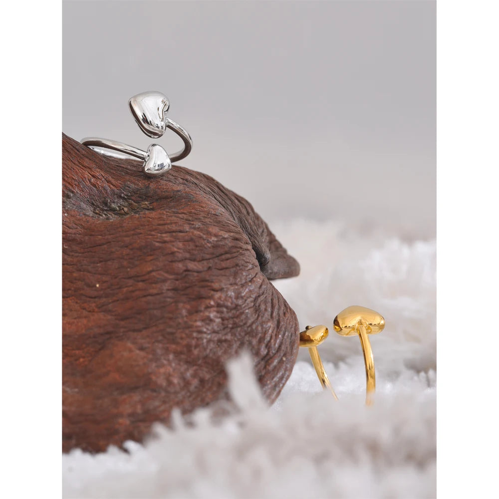 Anel Regulável Coração Banhado em Ouro 18K