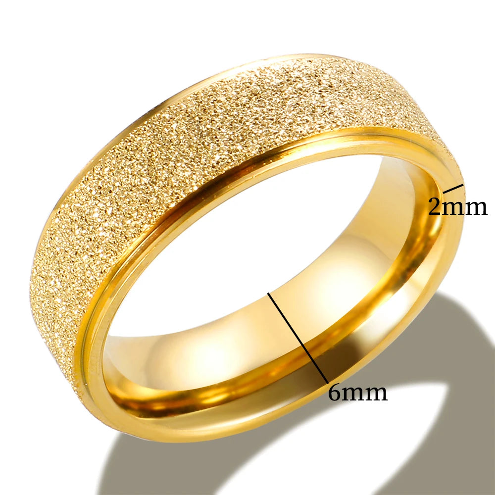 Anel Aliança Jateado Banhado em Ouro 18K