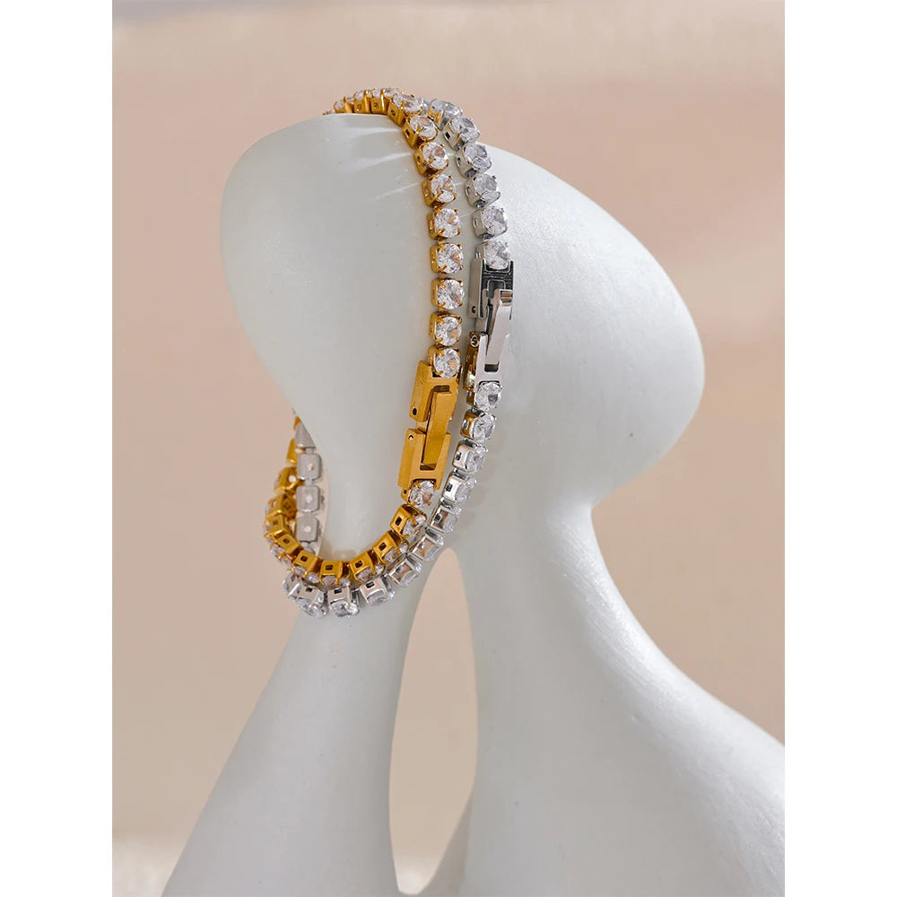 Pulseira Zircônia 4mm Banhado em Ouro 18K