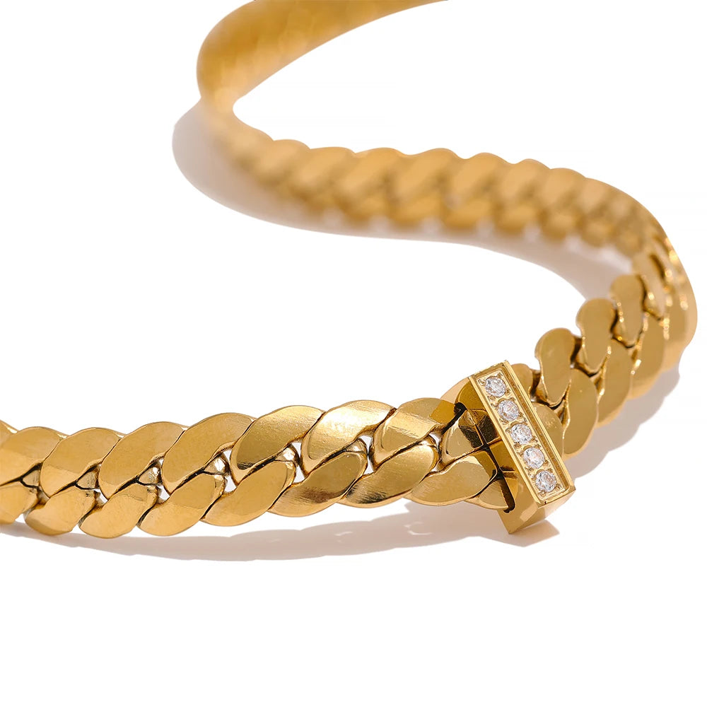 Colar Corrente Amassada Banhado em Ouro 18K