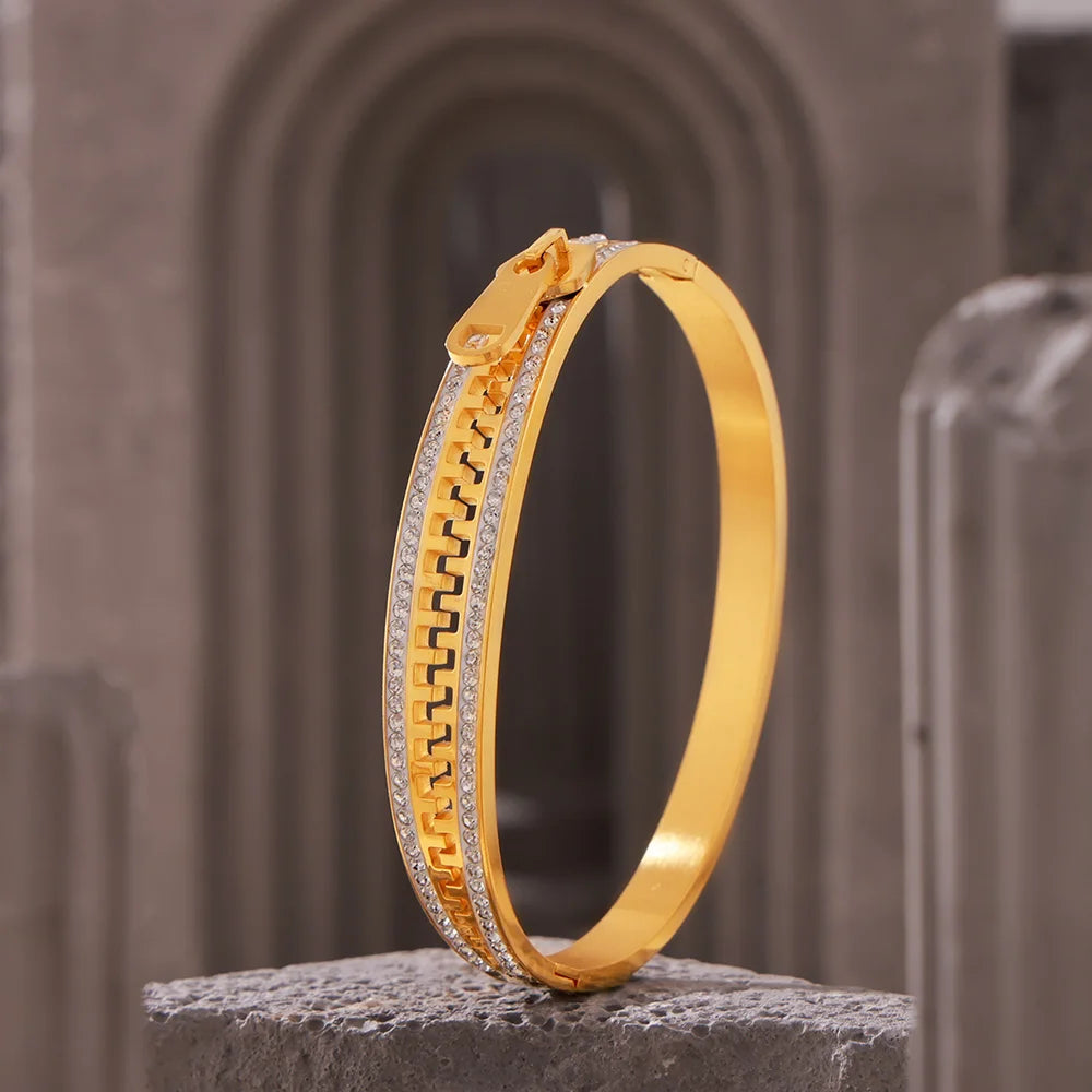 Bracelete Zíper Banhado em Ouro 18K