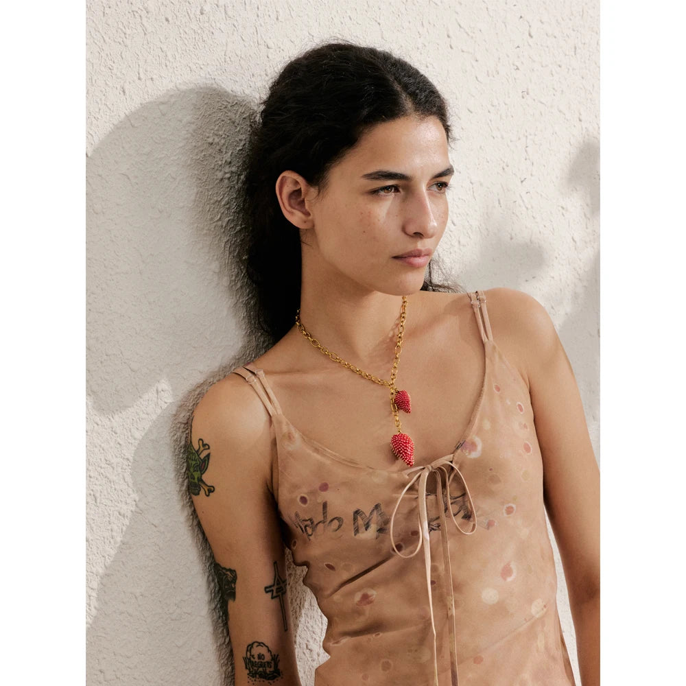 Colar Morangos Banhado em Ouro 18K