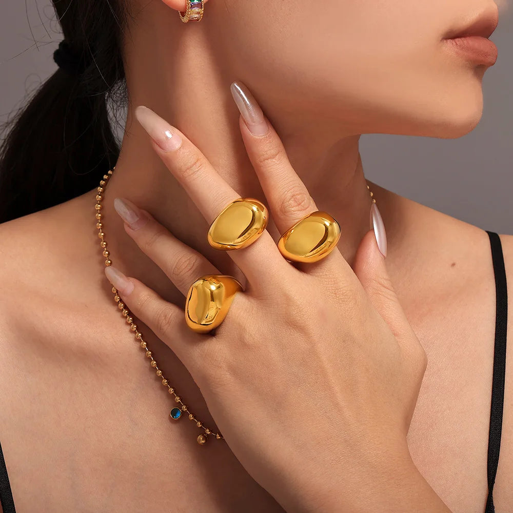 Anel Irregular Banhado em Ouro 18K