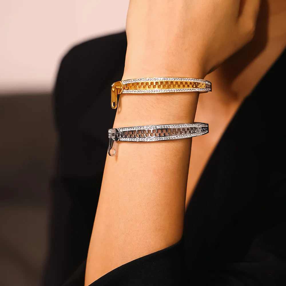 Bracelete Zíper Banhado em Ouro 18K