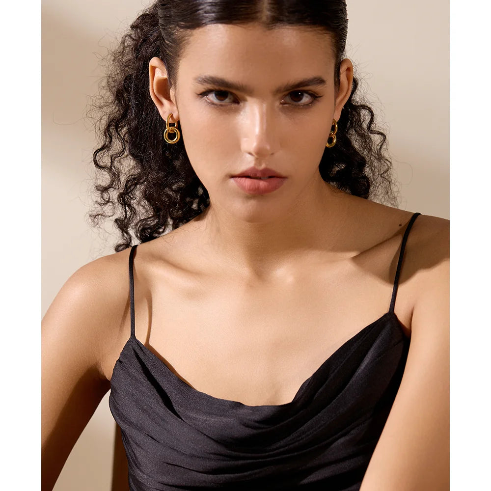 Brinco Argola Dupla Banhado em Ouro 18K